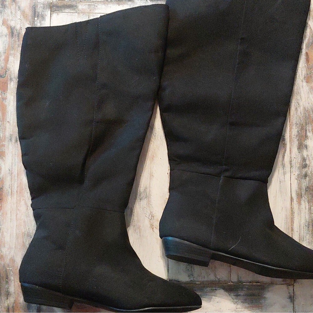 Kohl's Bavitaa Black Knee High Riding Boots Textile Women's Size 8